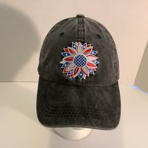 Waldeal Embroidered Flag Sunflower  Baseball Cap Washed Gray Adjustable Unisex